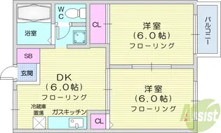 ライフコート長命【2階】の間取り