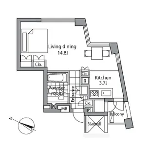 レジディアタワー乃木坂【8階】の間取り