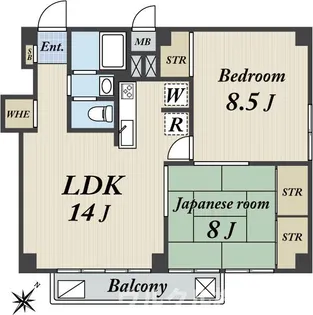ヴェラハイツ赤坂新坂町【2階】の間取り