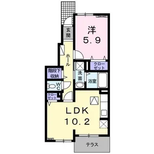 グレイスコート イサワII【1階】の間取り