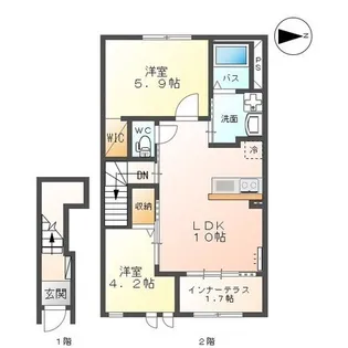 福島県郡山市安積町日出山字神明下【アパート】の間取り