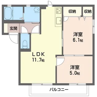サニーフラット【2階】の間取り
