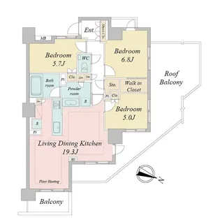 ドゥーエ早稲田【8階】の間取り