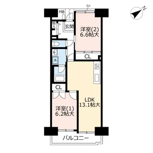 UR川崎旭町ハイツ【2階】の間取り