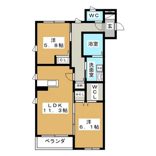 アンソレイユ【2階】の間取り