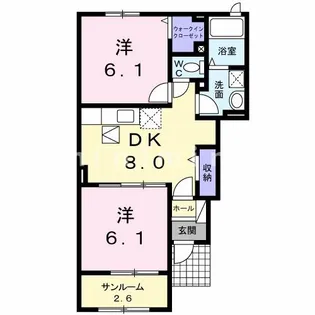 熊本県熊本市北区黒髪7【アパート】の間取り