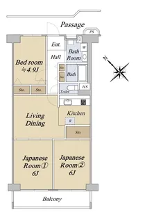 テイジン守口ビューハイツ【1階】の間取り