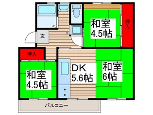 牧の原団地2-9号棟【2階】の間取り