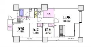 クラース八丁堀ザ・マーク【14階】の間取り