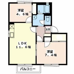 カーサー若の宮【1階】の間取り