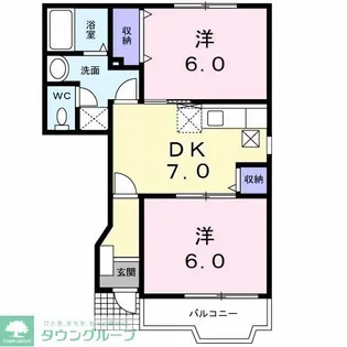 ソレアードB【1階】の間取り