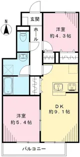 くぬぎハイツ【1階】の間取り