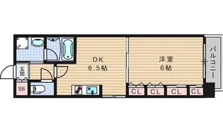CITY SPIRE難波WEST【6階】の間取り