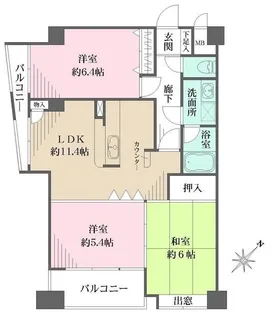 ソレイユ雪谷【4階】の間取り