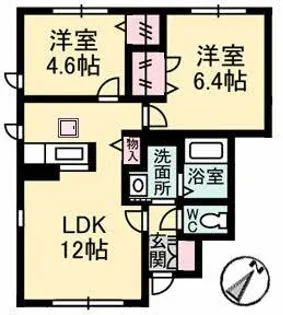 スカイランド B棟【1階】の間取り