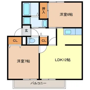 メルベーユ岩之谷【1階】の間取り