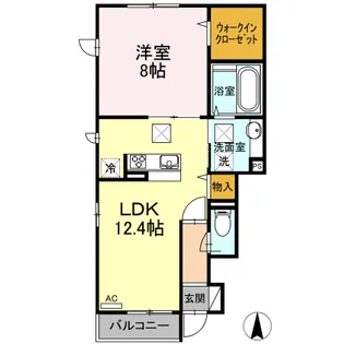 ポートランドAB A棟【1階】の間取り