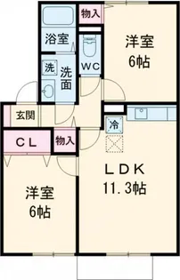 サンハイム櫟本【2階】の間取り