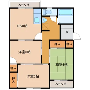 コンチネンタル布瀬I【4階】の間取り