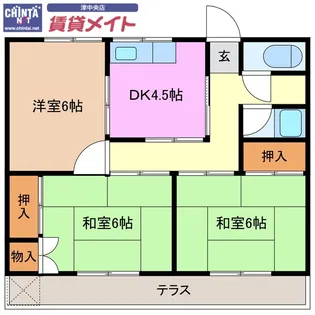 コーポ花の木荘【1階】の間取り