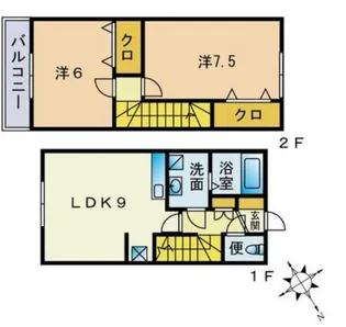 2LDKの間取り画像