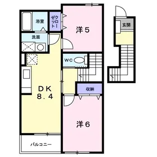ウインドアヴェニューアカイダ B【2階】の間取り
