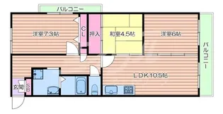 パセオ東千里【5階】の間取り