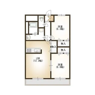 プランドール鴨島【1階】の間取り