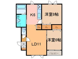 カーサ・アヴェニール【2階】の間取り