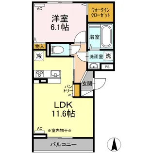 フルール・デ・シャン B【3階】の間取り