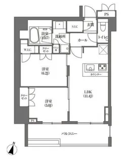 HAMACHO APARTMENTS【13階】の間取り