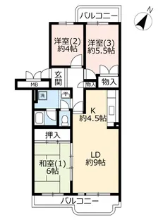 UR中山駅前ハイツ【5階】の間取り