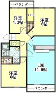 しあわせ野44号棟【2階】の間取り