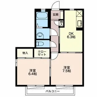 プランドール岩本II【1階】の間取り