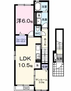 野口町水足アパート(028860601)【2階】の間取り