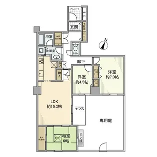 パークシティ新川崎・東3番街F棟【1階】の間取り