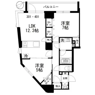 カスガ ディアコート赤坂【3階】の間取り