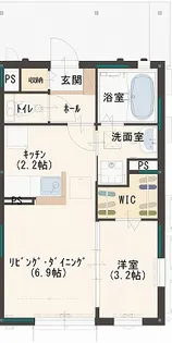 セリジェ越名D【1階】の間取り