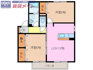 セジュール大園 弐番館【2階】の間取り