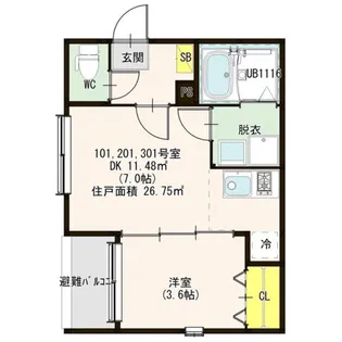 ALIVIO UCHIDABASHI【2階】の間取り