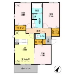 オランジュA【3階】の間取り