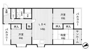 メゾンやすむろII【4階】の間取り