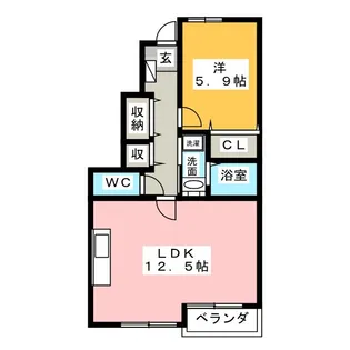 プラシード・サウス【1階】の間取り