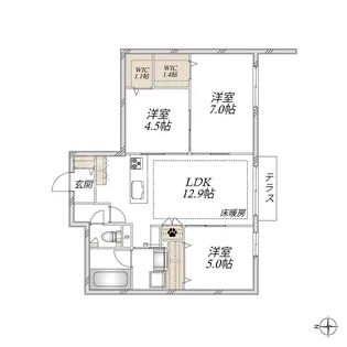 Gracefeel Ayase(グレイスフィールアヤセ)【1階】の間取り