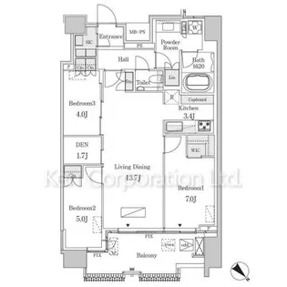レガシス中目黒【14階】の間取り