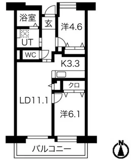 アクティ目黒駅前1号棟【9階】の間取り