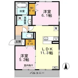 グランソレイユ西原【3階】の間取り
