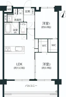 警固ビューアパートメント【6階】の間取り