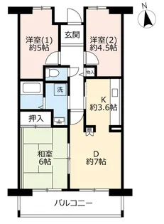 URグリーンヒルズ鷹取【3階】の間取り