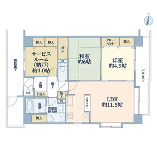 ロイヤルパレス大町【9階】の間取り